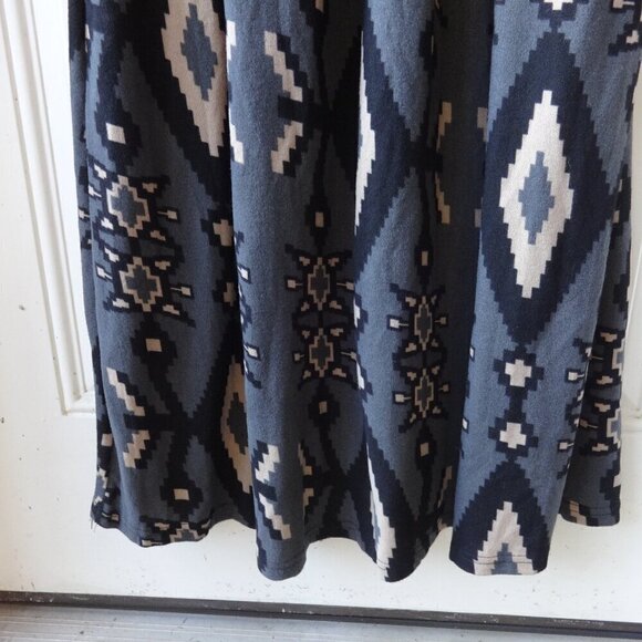 Reborn maxi dress size L, black bodice, grey& cream geometric print on skirt VGC - Picture 8 of 15